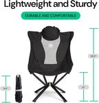 CLIQ EpiQ 1.0 Outdoor Lounge Chair - Folding Camping Chairs Set Up in Seconds - Lightweight Recliner Chair - Military Grade Frame Supports 400 Lbs Outdoor Adventures, Black