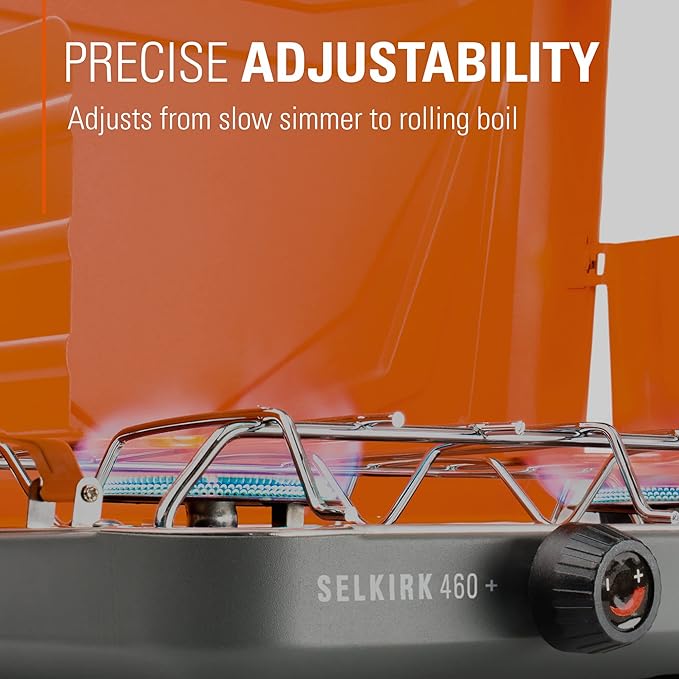 GSI Outdoors Selkirk 460+, Portable Outdoor Camping Stove, 2-Burner Propane Grill, 14,000 BTU High-Output Adjustable Burners, Integrated Igniter and Wind Guards