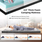 Tangkula Memory Foam Sleeping Pad, Roll Up Floor Mattress with Carry Bag, Non-Slip Bottom, Guest Floor Folding Bed for Sleepover, Portable Camping Mattress for Indoor Outdoor Car Travel Cot Tent