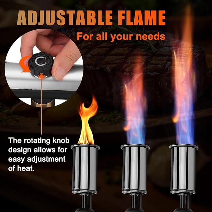 Torch Gun with One-Touch Max Fire, Safety Lock, Blow Torch Gun for BBQ, Grill, Charcoal Lighter, Cooking Flamethrower (Tank Not Included)
