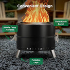 Ciays Smokeless Firepit, 19 Inch Fire Pit for Camping with Patented Technology, Portable Fire Pit for Outside with Steel Grill Rack, Fire Poker, and Bag, Easy Setup and Storage, Wood Burning (Black)