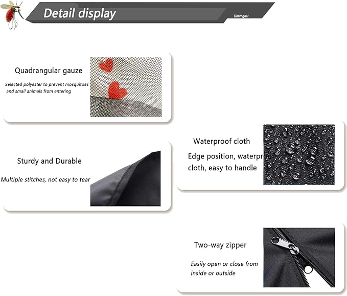 10x10 Mosquito Netting for Patio Canopy Tent/Pop Up Canopy Tent,Double Door Side Screen Easy Installation Black（Only Mosquito Net No Frame） (Around 10x10FT)