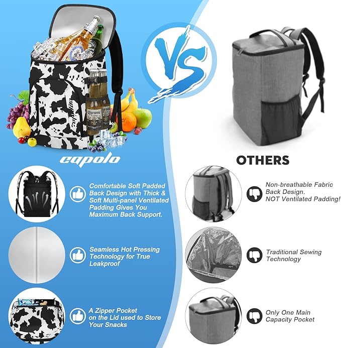Capolo Cooler Backpack for Men Women Insulated Backpack Cooler Leak Proof Thermal Bag Beverage Soft Cooler Bag Lunch Backpack for Camping 30/45 Cans