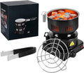 Electric Charcoal Burner Starter Stove - ETL Approved 600W Coal Burner Coconut Coals Heater Warmer with Stainless Detachable Handle Tongs | Burner for Charcoal Fast Heating Long Cable BBQ Kitchen
