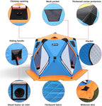 Upgraded 6–12 Person Insulated Ice Fishing Tent with Stove Jack, Dual-Layer 210D Oxford Thermal Shelter, 2 Doors 4 Windows, Pop-Up Ice Shanty for Winter Camping, Outdoor Use Silver-8-12Person