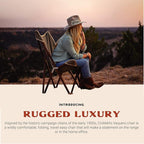 CHAMA Vaquero Chair & Travel Bag - Slate and Bone- Beautiful Outdoor Wood and Canvas Portable Folding Chair Ideal for Camping, Patios, Lawns, or Indoor Use - Supports 300 lbs