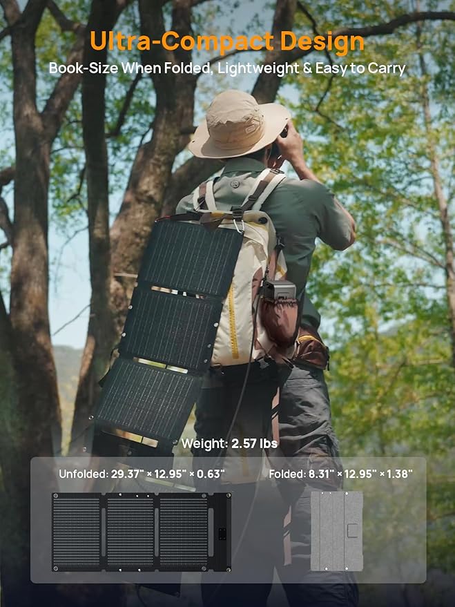 AFERIY 30W ETFE Solar Panel Charger, Up to 25% Conversion Efficiency for Solar Generator, with Fold Adjustable Kickstand for Camping, Outdoor, RVs, Home Use