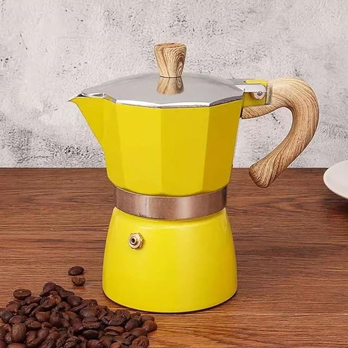Italian Mocha Pot, Espresso Pot Stovetop 3/6 Cup Wood Handle Espresso Mocha Pot For Home/Camping Use