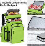 Hanke Backpack Cooler, 40 Cans Soft Leak Proof Picnic Backpack, Portable 2 Insulated Compartments Cooler Backpack Water Resistant for Lunch Beach Travel Camping Picnic Hiking,Green