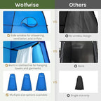 Wolfwise Pop Up Shower Tent, Portable Instant Changing Tent with Ventilation Window & Carry Bag, Privacy Bathroom Toilet Tent for Beach, Camping & Outdoor, Width 47.2 ", Height 74.8 ", Blue