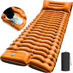Camping Sleeping Pad, Ultralight Camping Pad with Pillow Built-in Foot Pump Inflatable Sleeping Pads Compact for Camping Backpacking Hiking Traveling - Orange