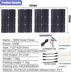 100W Solar Panel Kit with 4000W/6000W DC 12V to AC 220V/110V Inverter and 50A Controller, Complete Solar System for Home and Outdoor Power Generation(500W,12v-220v)