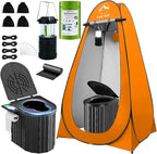 Camping Toilet with Pop-Up Privacy Tent and Liquid Waste Gel, Portable Toilet for Camping with Large Tent, Ergonomic Potty Provides Enhanced Comfort, Suitable for All Ages