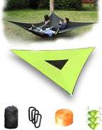 Triangle Hammock 10FT, Heavy Duty 300LBS-1000LBS Capacity for 1-3 Person, Portable Camping Hammock with Storage Bags, Multi-Person Hammock for Outdoor, Backpacking, Travel (Green-2.8m-150kg)