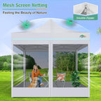 COBIZI Canopy Tent 10x10 Heavy Duty Pop Up Canopy with Sidewalls Waterproof,Easy to Set up Gazebo with Mosquito Netting Outdoor Mesh Screen Tents for Parties Wedding Party with Carry Bag, White