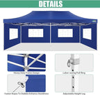 COBIZI 13x26 Pop Up Canopy with 6 Removable Sidewalls Heavy Duty Canopy Party Tents for Parties, Outdoor Wedding Large Event Tent Wind Waterproof UPF 50+ Easy Up with Roller Bag, Dark Blue