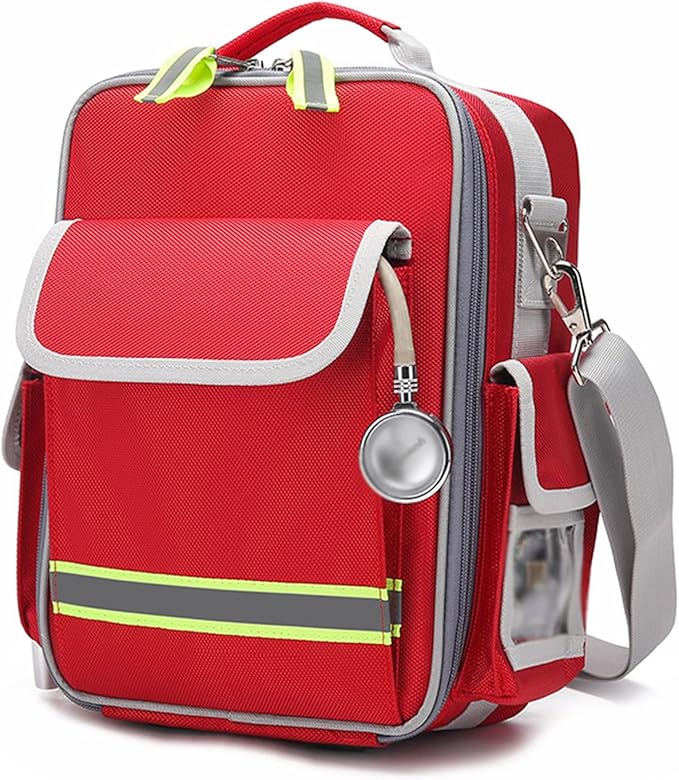 First Aid Bag Empty,Travel Rescue, Responder Storage Survival Trauma Emergency Backpack for Hiking Camping(Red)