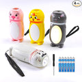 4 Pack Small Mini LED Flashlights for Kids Toddlers Cute Small Animal Flashlight- 2 in 1 Flashlight Camping Lantern Flashlights - Christmas Gifts Stocking Stuffers for Girls Boys Party Favors