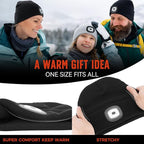 Unisex Beanie Hat with Light, Rechargeable Headlamps Cap, Gifts for Men, Hiking, Camping headlamps, Cool Gadget Birthday Gifts for Men, Women, Dad, Father, Boyfriend, Black