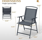 Crestlive Products Patio Folding Chairs Set of 8, Outdoor Folding Chairs with Durable Rust-Resistant Frame and Breathable Textilene Material for Outside, Gray