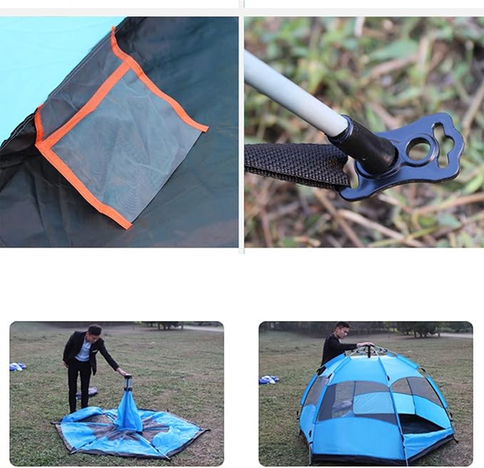 5-8 Person Portable Camping Tent, Automatic Camping Pop-up Tent Easy Set Up Waterproof Breathable Sunscreen for Backpacking Hiking Beach Foldable Tent (Color : A) (B)