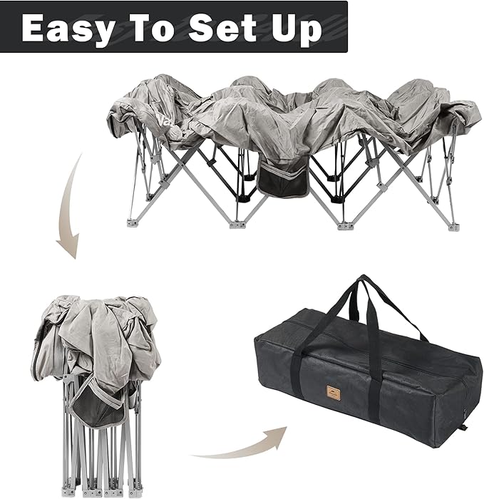 Naturehike CosyWild 2 Person Camping Cot Frame Only, Air Mattress Not Included, Folding Full Size Camping Bed Frame with Side Pocket and Carry Bag