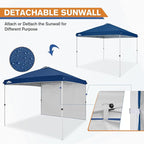 EAGLE PEAK Commercial Canopy 10x10 Pop Up Canopy Tent with 1 Sidewall, Easy Setup Heavy Duty Instant Event Shelter for Vendors & Markets, Outdoor Sun Shade, Dark Blue