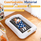 Inflatable Toddler Travel Bed - Toddler Blow Up Bed with Built in Pump - Kids Air Mattress Set with Safety Sides - Portable Ideal for Vacation Camping and Sleepover (60 Inches)