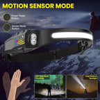 Headlamp Rechargeable 6Pack, 230° Wide Beam LED Headlamp, 7Mode Headlamps for Adults, Head Lamp with Motion Sensor, Red Light Head Lamps LED Rechargeable, Head Lights for Forehead Running Camping