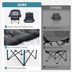 EVER ADVANCED XL Camping Chair with Detachable Cushion, Mesh Chair for Adults Foldable, Oversized Heavy Duty Folding Chair with Cooler Mesh Pocket Cupholder Outdoor Fishing, Supports 400LBS Black