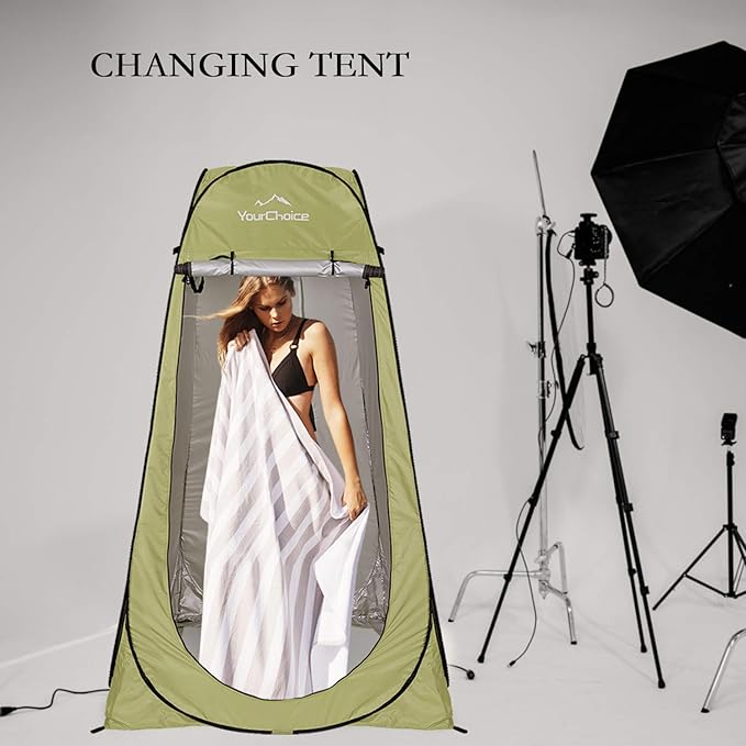 Your Choice Pop Up Privacy Shower Tent, 3.9 x 3.9 x 6.2FT Portable Camping Changing Room, Instant Setup Outdoor Shelter with Silver Coating, Vent Window & Carry Bag for Beach, Hiking & RV | Portable, for Camping, Beach, Hiking, with Carry Bag, Quick Setup