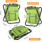 Kikerike Backpack Stool Cooler Chair Heavy Duty 300 LBS Max Load Portable Lightweight Stool Backpack Folding Fishing Cooler Seat for Camping Hunting Fishing - Grass Green