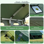 Inflatable Camping Tent with Hand Pump Waterproof Outdoor Blow up Tent 2-8 Person Oxford 4 Season Glamping Air Tent Cabin House with Mesh Windows & Door