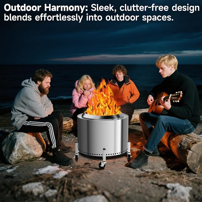 Hisencn Expandable 15-27" Fire Pit Rolling Stand – Heavy-Duty 360° Swivel & Locking Wheels, Universal Fit for Solo Stove & More Fire Pit, Rust-Proof Stainless Steel for Patio, Camping, Outdoor