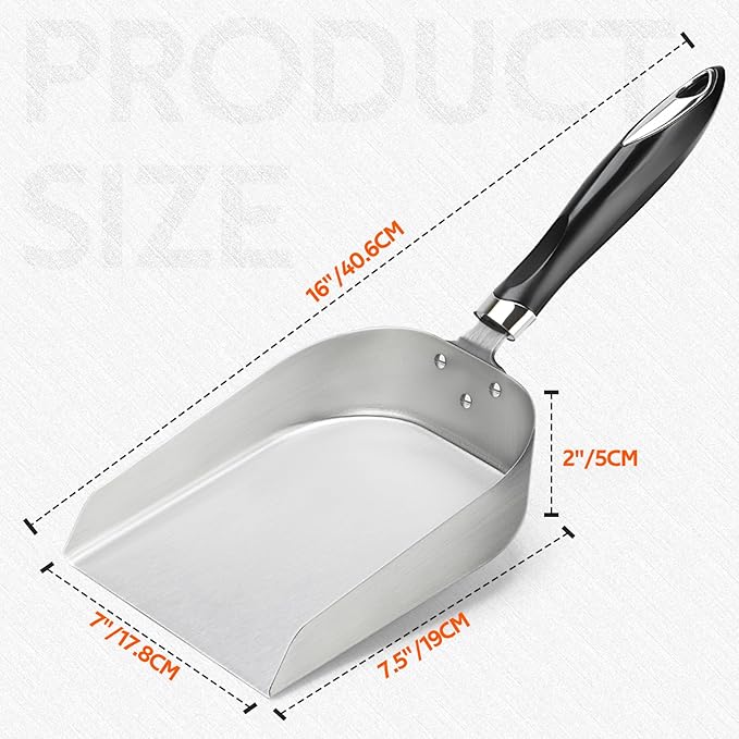onlyfire Extra Large Griddle Spatula, Stainless Steel Griddle Scoop for Outdoor Flat Top Grill, Heat Resistant Handle Hamburger Turner for Blackstone, Camp Chef, Teppanyaki & Hibachi - 7Inch