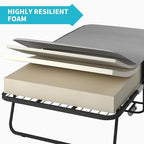 BALUS Folding Bed with Mattress for Adults, Rollaway Bed with Wheels and Memory Foam Mattress, 75"x38" Portable Fold Up Beds Metal Frame for Guest Room Space Saving, Easy Assembly & Moving(Standard)