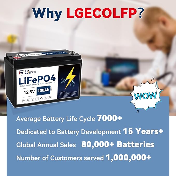 12V 100Ah BCI Group 31 LiFePO4 Battery,12V 100Ah Lithium Battery 7000+Deep Cycles,1280Wh Output Power,Support in Series/Parallel,Perfect for RV,Solar,Marine,Camping