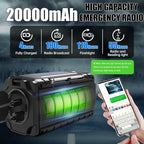 Emergency Radio Hand Crank Solar, AM/FM/SW NOAA Weather Radio Built-in 20000mah Large Battery Powered,Type-C Charger,Flashlight, Reading Light,SOS, Compact & Portable for Camping/Emergencies