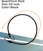 36 Inch Bungee Cord with Hooks Camping Accessories - 3 PCS Heavy Duty Elastic Cord Durable Rubber Canopy Ties Perfect for Camping, Luggage, Tents, Wire Hooks