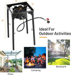 Giantex Outdoor Single Burner Stove, High Pressure Burner Stand Max. 100,000 BTU, 0-20 PSI Regulator Detachable Legs, Portable Propane Grill Burner Stove for Camping Picnic Cookout