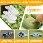 Ultralight Double Sleeping Pad for Camping, 4" Thick Inflatable Camping Mat with Built-in Foot Pump & Pillow for Backpacking, Hiking, Travel, Tent, Car