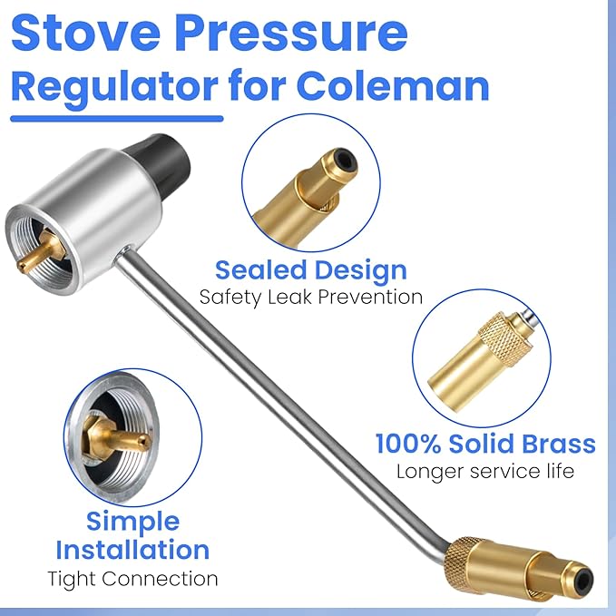 Zookpr 5430 Gas Stove Pressure Regulator Compatible with Coleman, Camp Chef, Fold N Go and Stansport Stoves, Propane Regulator Tube Replacement for 1LB Propane Cylinder, Maintain Stable Gas Pressure