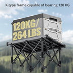 Anbte Folding Camping Table, 2 Height Adjustable Small Camping Side Table Aluminum Roll Top with Carry Bag, Stable X-Frame for Outdoor Cooking, Tailgating Picnic BBQ RV Travel, 20”x16”, 264lbs Load