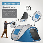 EchoSmile Instant Pop Up Camping Tent, 2/4/6 Person, Easy Setup Tent, Water Resistant Dome, Portable with Carry Bag