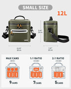 Soft-Sided Cooler Bag, 8/16 Can Insulated Lunch Box, Waterproof, Leak-Proof, Portable Lunch Bag for Work, Beach, Drink, Travel, Camping, Picnic, Gift