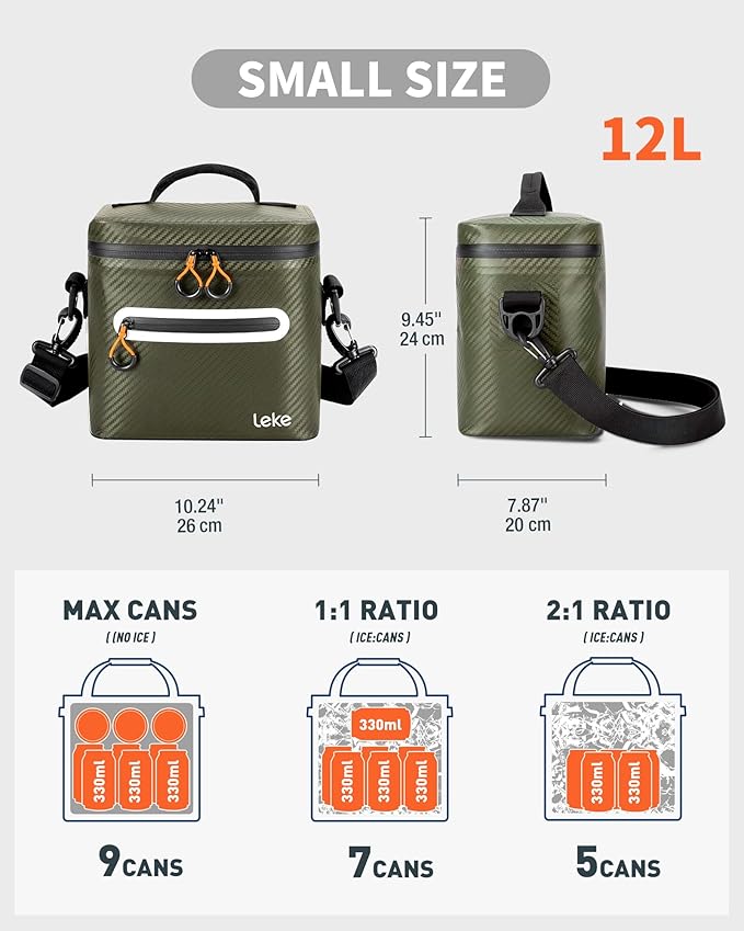 Soft-Sided Cooler Bag, 8/16 Can Insulated Lunch Box, Waterproof, Leak-Proof, Portable Lunch Bag for Work, Beach, Drink, Travel, Camping, Picnic, Gift