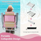 Giantex Folding Beach Chair, Patio Sling Chairs with 5 Adjustable Position, Head Pillow, Storage Bag, Towel Bar, Cup Holders, Backpack Chairs for Sunbathing, Camping Chair