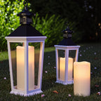 Wondise Waterproof Flameless Flickering Candles with Remote and Timer, Outdoor Waterproof Plastic LED Candels Battery Operated Pillar Candles for Ourdoor Garden Yard Decor (D4 x H 8" 10")
