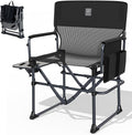 EVER ADVANCED Camping Directors' Chair with Side Table, Portable Folding with Compact Size, Breathable & Quick Dry Design Heavy Duty Lawn Chair with Pocket, 400lbs, Textilene Mesh, Black