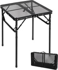 RedSwing Portable Grill Table for Outside, Aluminum Square Folding Grill Stand Table for Outdoor Camping Picnic BBQ, Lightweight Adjustable Height, 24"x24", Black